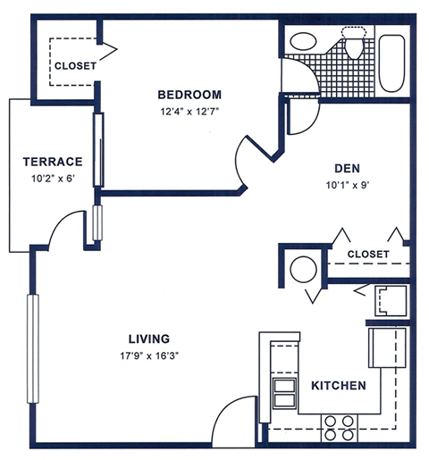 a floor plan of a house with a bedroom and a living room